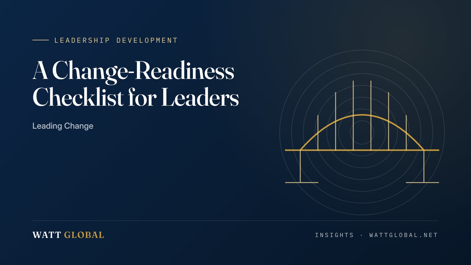 Branded cover with a bridge illustration and the headline A Change-Readiness Checklist for Leaders